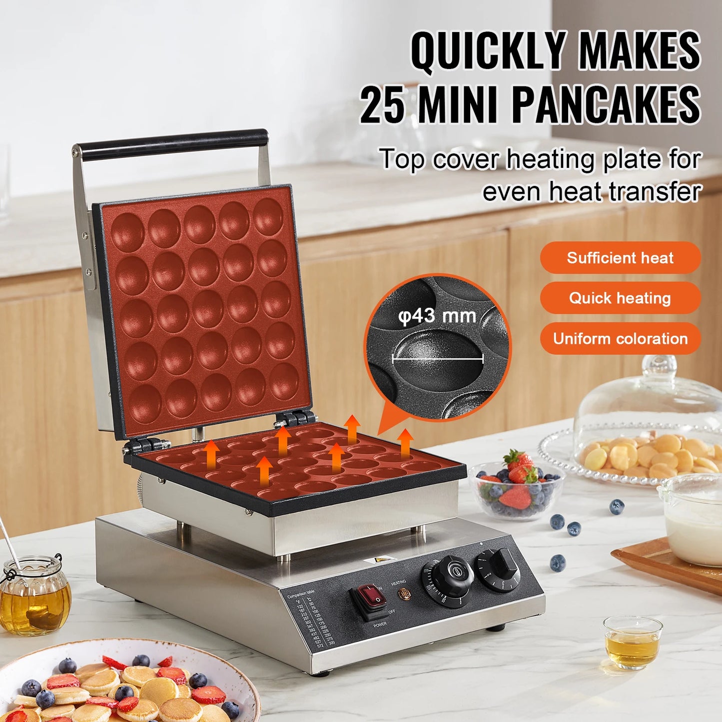 SucceBuy Electric Waffle Maker 25PCS Mini Dutch Pancake Maker Kitchen Home Appliance Snack