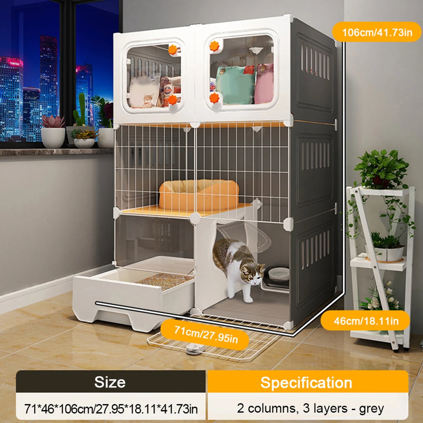 Large Cat Cage Indoor Metal Wire Cat Enclosure with Storage Cube Cat Bed Cat Crate Indoor Catio Scratcher Cats Litter Box