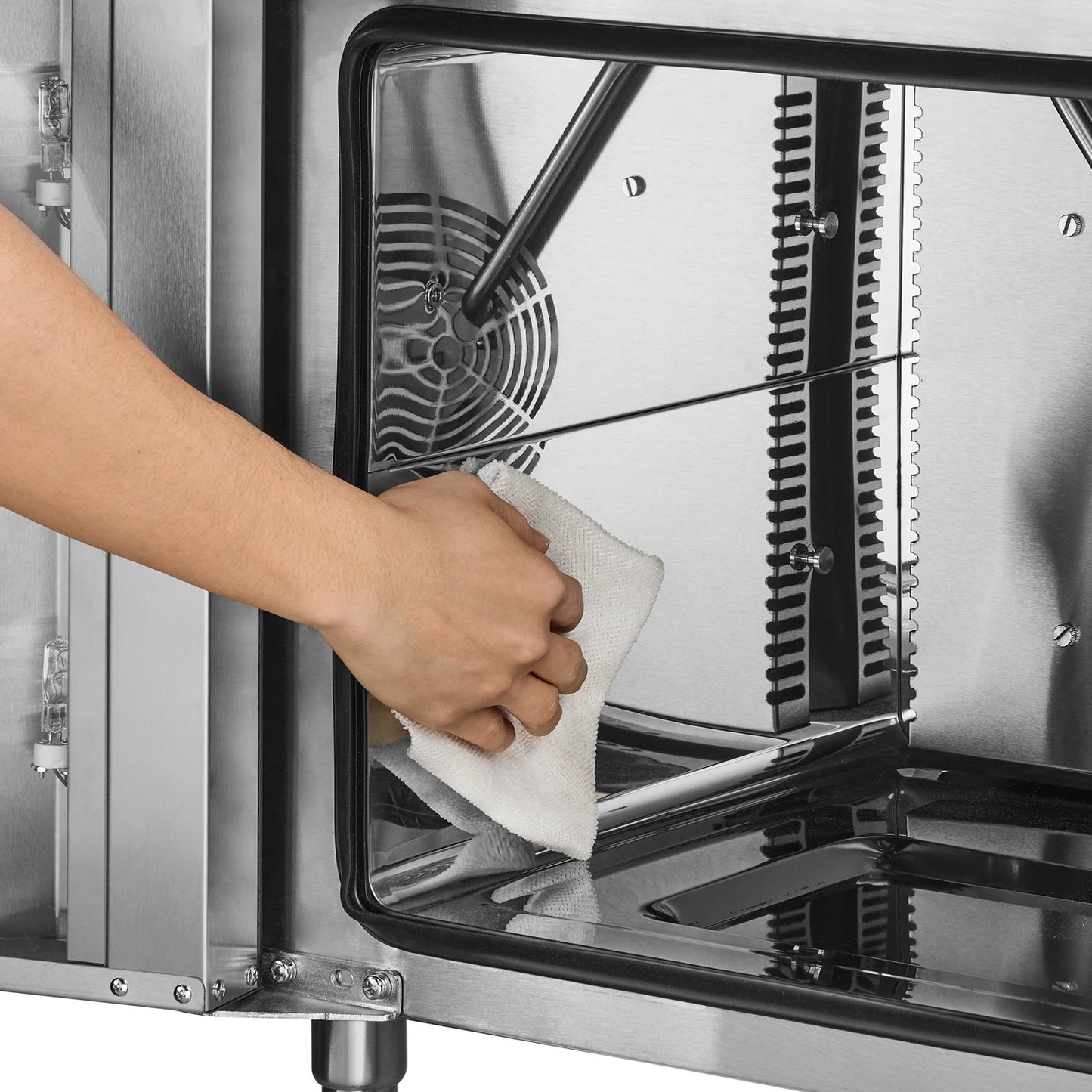 SucceBuy Commercial Convection Oven 58L 2800W 4-Tier Toaster Oven with Tempered Glass Door Racks Clip Tray Gloves for Restaurant