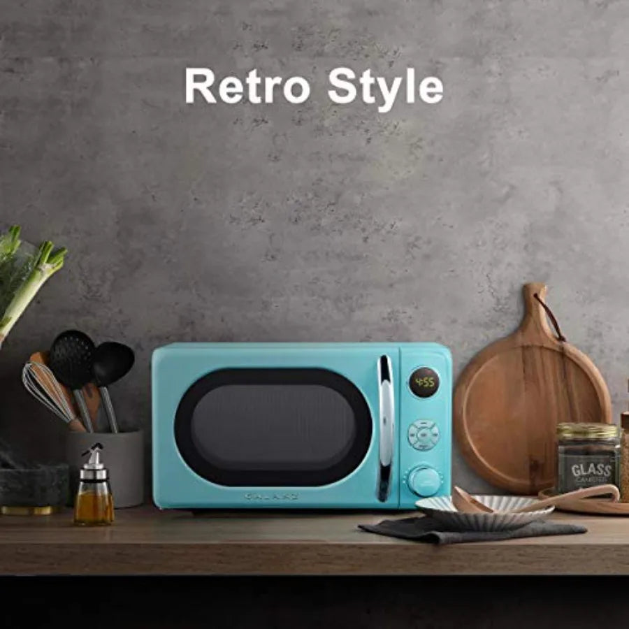 Retro Microwave Oven with LED Lighting Pull Handle Design Child Lock Bebop Color Energy Efficient