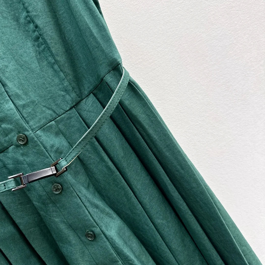 Women's Sleeveless round Neck Button-Up Solid Color Dress Spring Summer Fashion Elegant Style 26702155