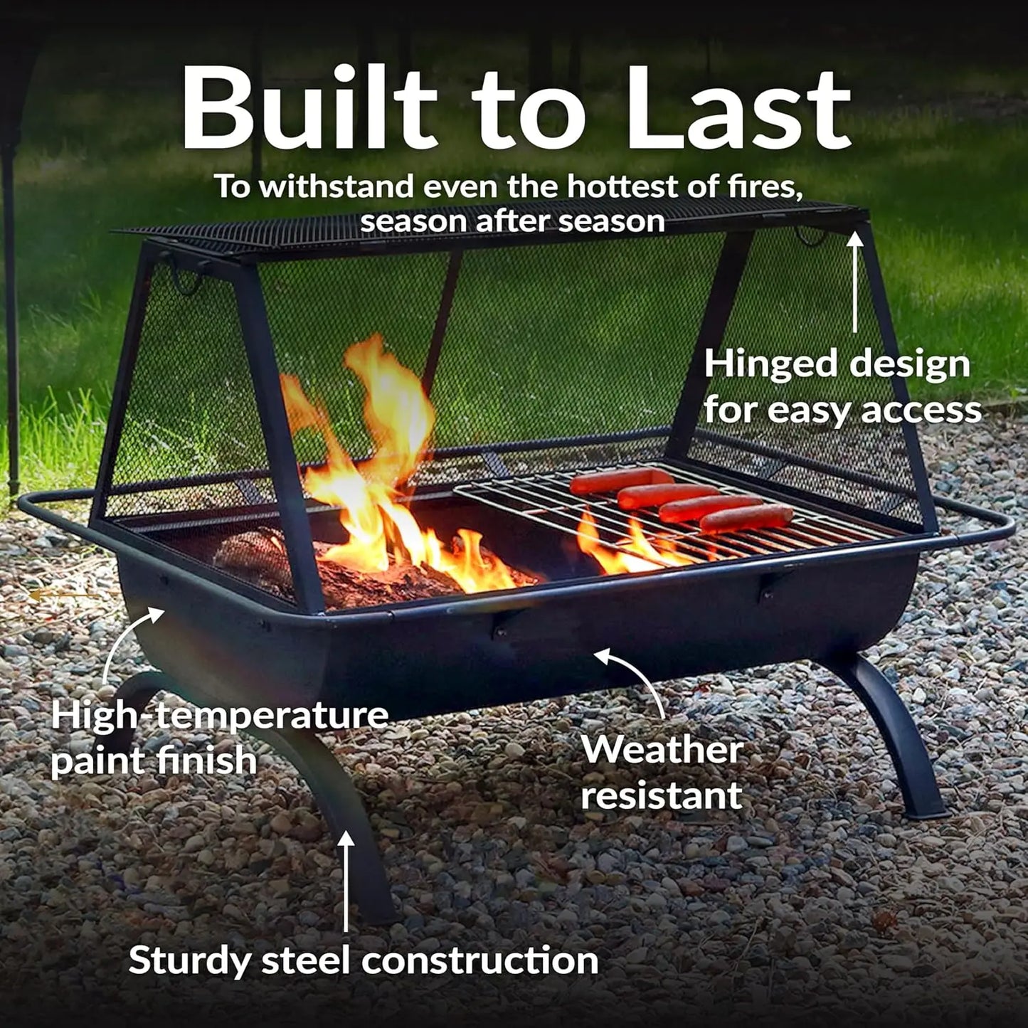 36-Inch Northland Steel Outdoor Fire Pit with Grill - Outdoor Fireplace with Cooking Grate, Spark Screen, Cover, and Poker