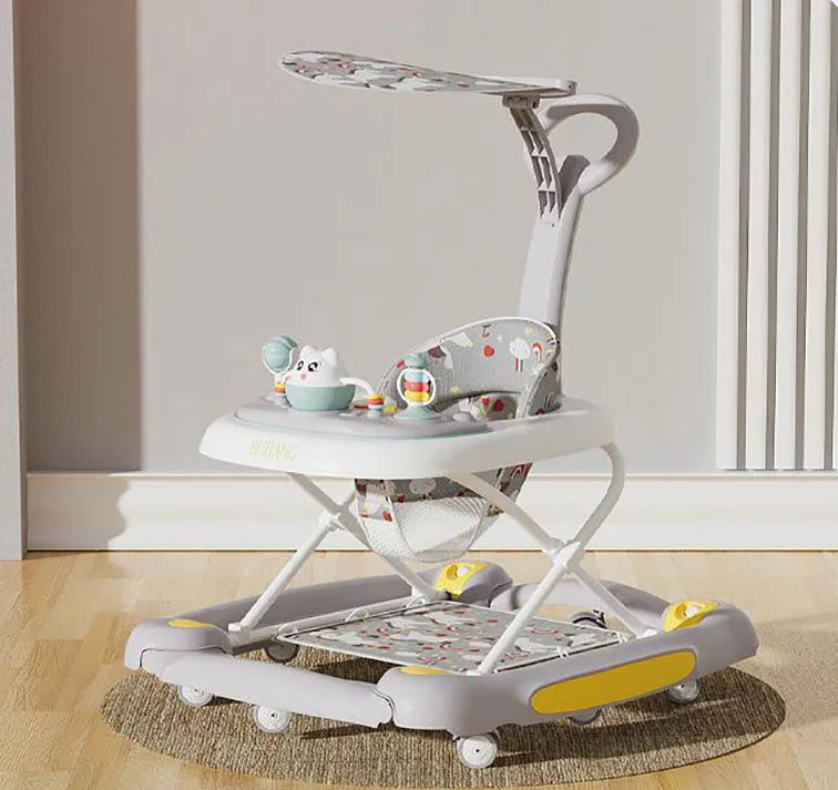Foldable Baby Walkers With Universal Wheel Multifunction Anti-Roll Anti O-Leg Walker Handcart Learning Start Walker