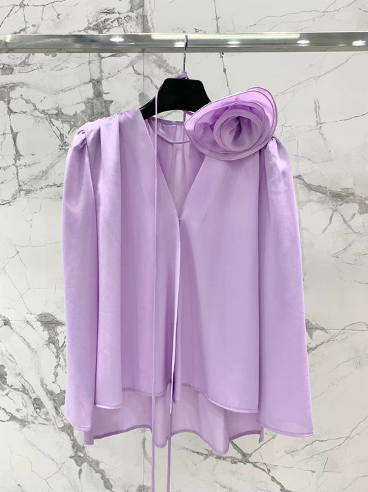Women's Long Sleeve V-Neck Solid Color Top Spring Summer Fashion Elegant Style 26702166