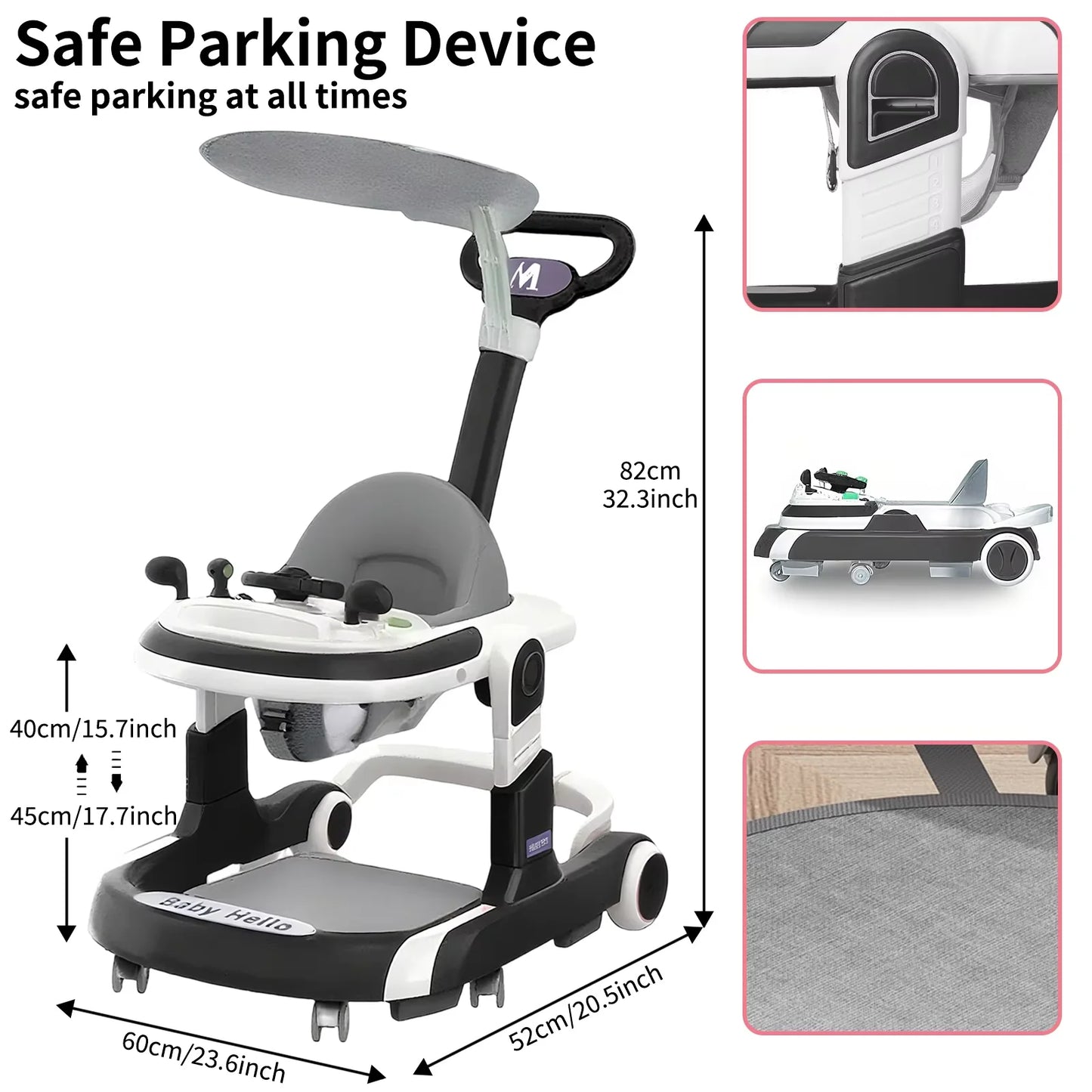 Multifunctional Baby Walker with Music,Lights,Spinning Wheels,Toy Rack,Pusher,Dining Tray For Kids Push Walker Antirollover 2026