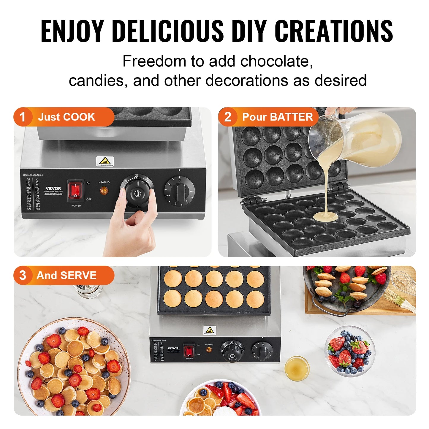 SucceBuy Electric Waffle Maker 25PCS Mini Dutch Pancake Maker Kitchen Home Appliance Snack