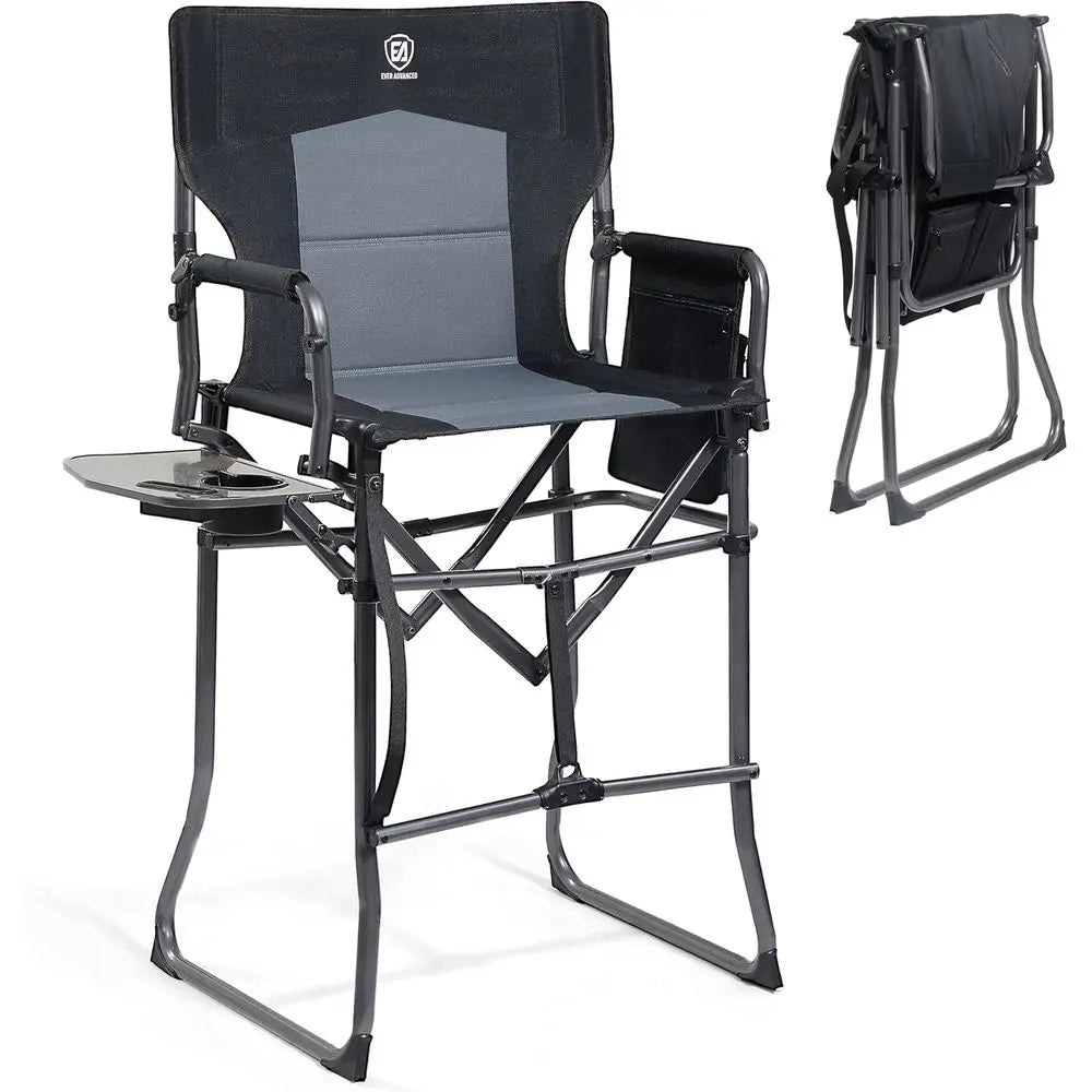30.7 Tall Portable Camping Chair with Side Table, Ideal for Outdoor Events and Makeup Artists, Supports 350lbs